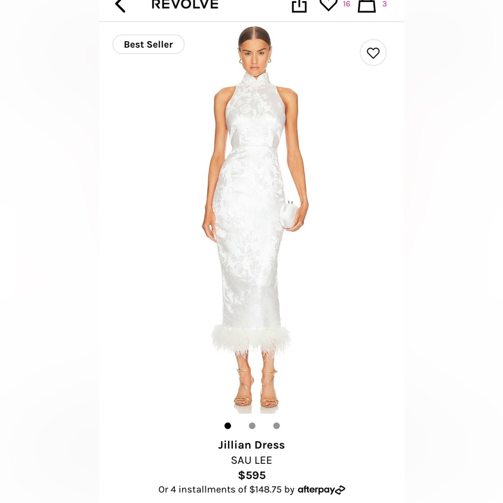 SAU LEE Jillian White Midi Dress
